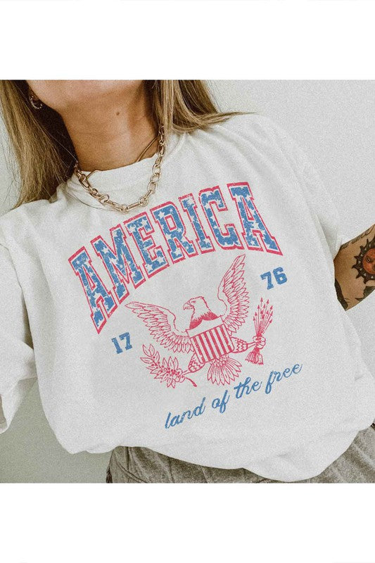 AMERICA LAND OF THE FREE OVERSIZED TEE / T-SHIRT