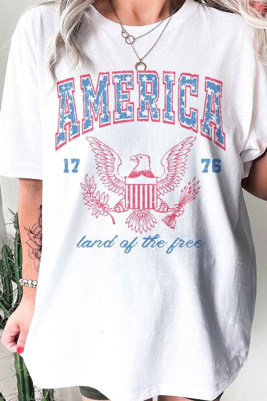 AMERICA LAND OF THE FREE OVERSIZED TEE / T-SHIRT