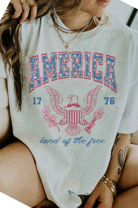 AMERICA LAND OF THE FREE OVERSIZED TEE / T-SHIRT