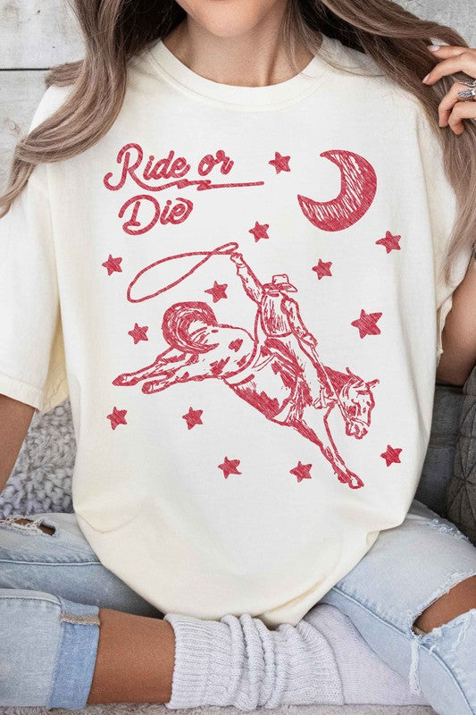 RIDE OR DIE WESTERN COWBOY GRAPHIC TEE