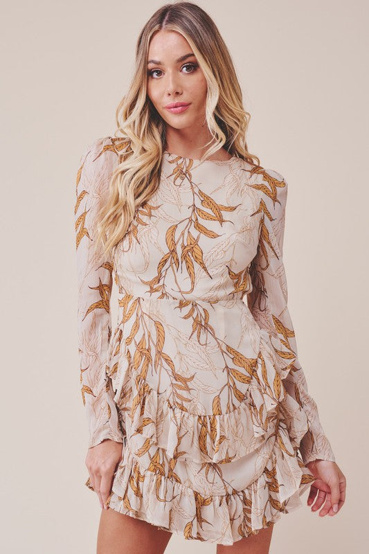 Eve Ruffle Long Sleeve Tiered Mini Dress